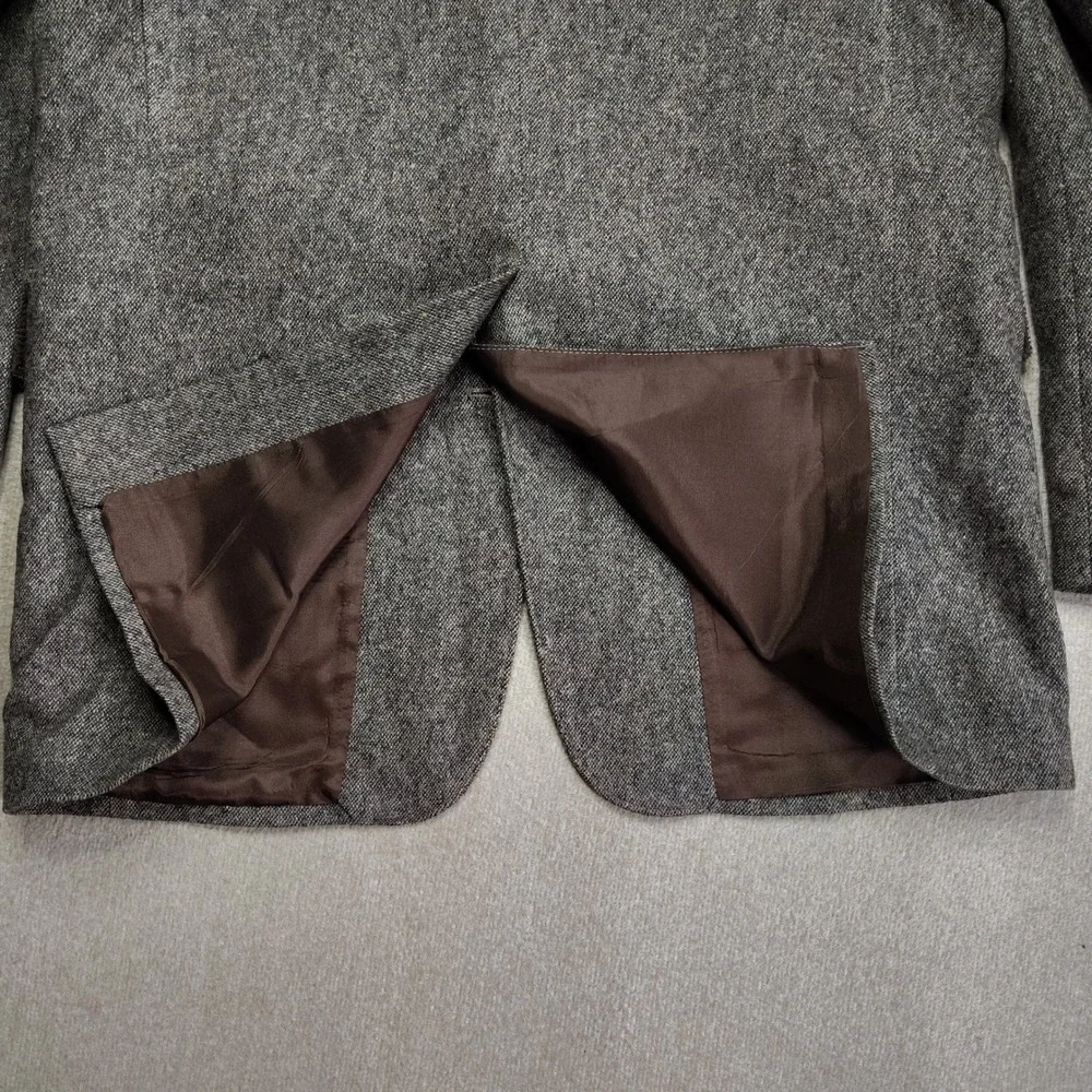 VTG Pagano West Tweed Wool Western Blazer Sport Coat Leather Yoke USA 42L